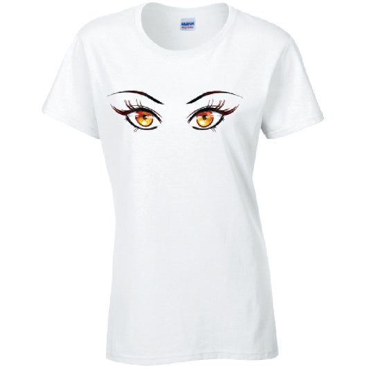 Orange Eyes Ladies Cotton T-Shirt Available in Black Grey and White LT35