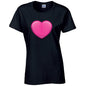 Pink Heart Ladies Cotton T-Shirt Available in Black Grey and White LT36