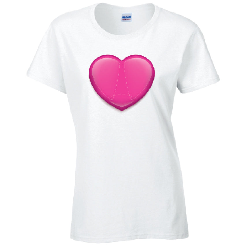 Pink Heart Ladies Cotton T-Shirt Available in Black Grey and White LT36