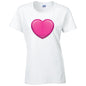Pink Heart Ladies Cotton T-Shirt Available in Black Grey and White LT36