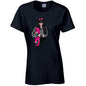 Pink Skater Girl Ladies Cotton T-Shirt Available in Black Grey and White LT37