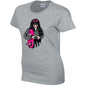 Pink Skater Girl Ladies Cotton T-Shirt Available in Black Grey and White LT37