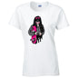 Pink Skater Girl Ladies Cotton T-Shirt Available in Black Grey and White LT37