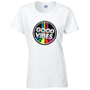 Good Vibes Ladies Cotton T-Shirt Available in Black Grey and White LT39
