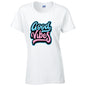 Good Vibes Ladies Cotton T-Shirt Available in Black Grey and White LT43