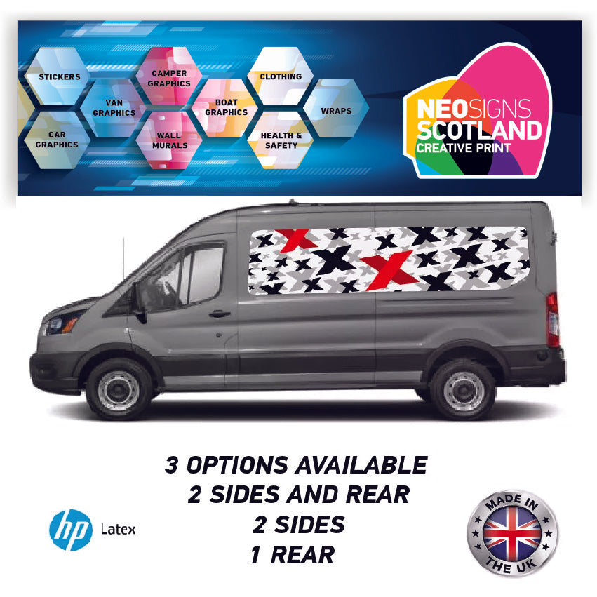LWBFC07 Red and Black Xs Lwb Van Panel Wrap Kit