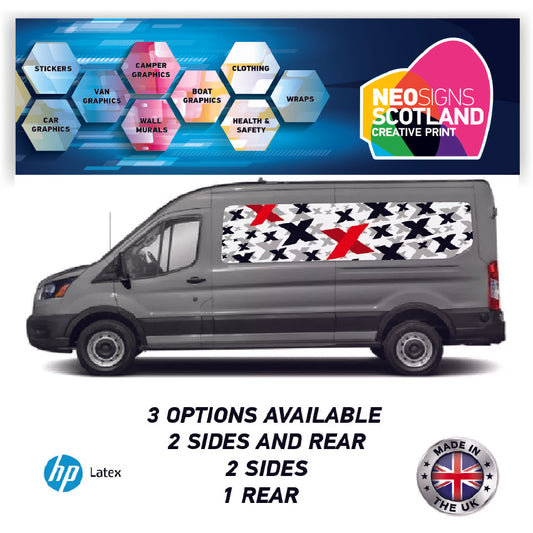 LWBFC07 Red and Black Xs Lwb Van Panel Wrap Kit