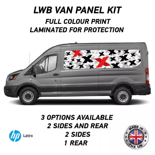 LWBFC07 Red and Black Xs Lwb Van Panel Wrap Kit