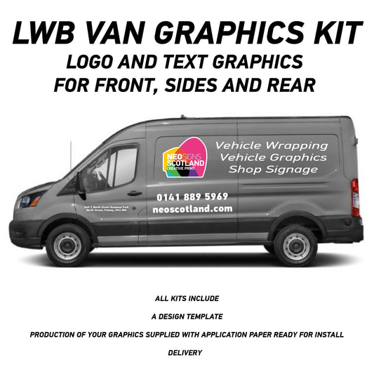 VAN09 Lwb Van Graphics Kit Sign Writing Vehicle lettering Livery signs Logo and Text