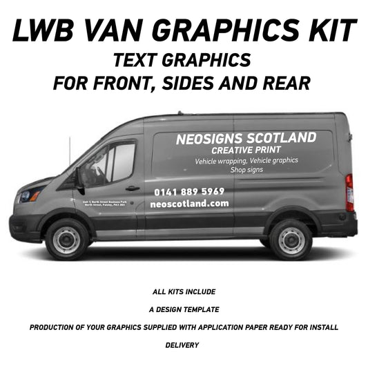 VAN04 Lwb Van Graphics Kit Sign Writing Vehicle lettering Livery signs Text only