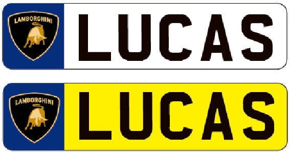 RIDE03 Kids Personalised Number Plates Front And Back with car logo