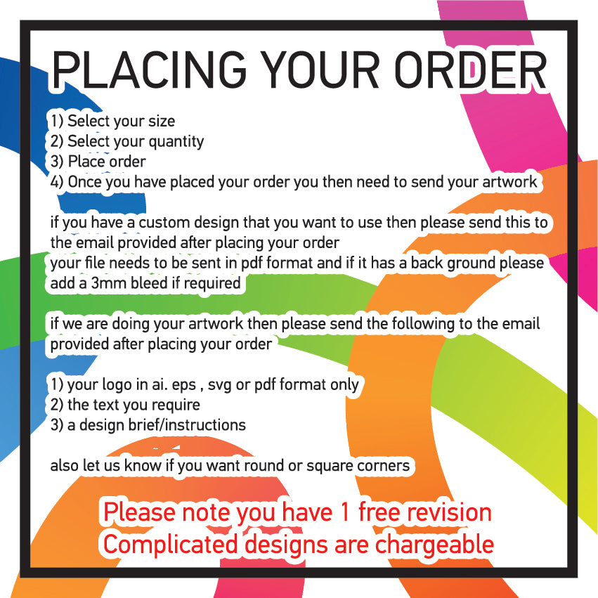 Printed Rectangle Stickers - Custom Logo labels - Personalised  Various Sizes