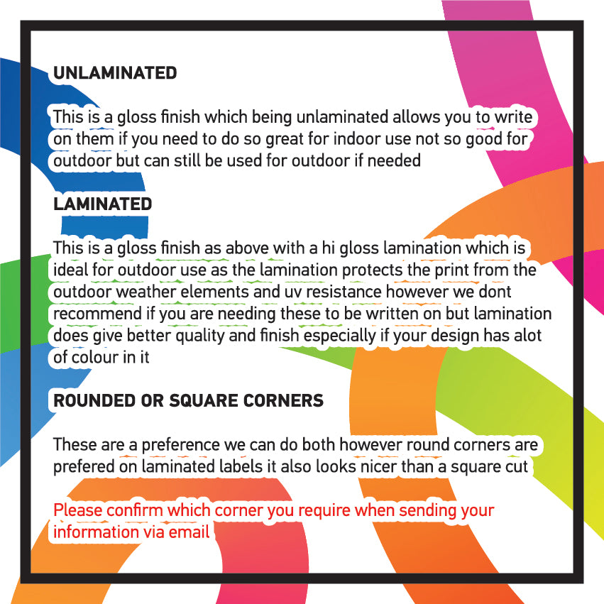 Printed Rectangle Stickers - Custom Logo labels - Personalised  Various Sizes