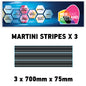 MC01 3 x 700mm x 75mm Martini Racing stripe Monochrome for Porsche
