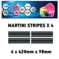MC02 4 x 420mm x 98mm Martini Racing stripe Monochrome for Porsche