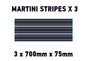 MC01 3 x 700mm x 75mm Martini Racing stripe Monochrome for Porsche
