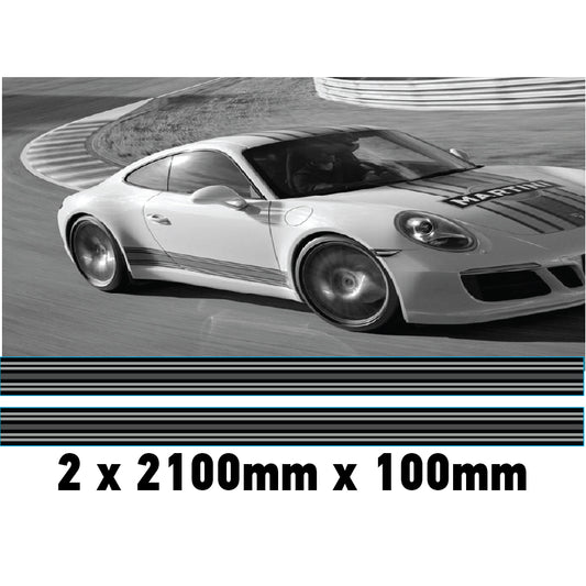 MC2.1/100x2 Martini Racing Monochrome 2x2100mm x 100mm stripes for Porsche