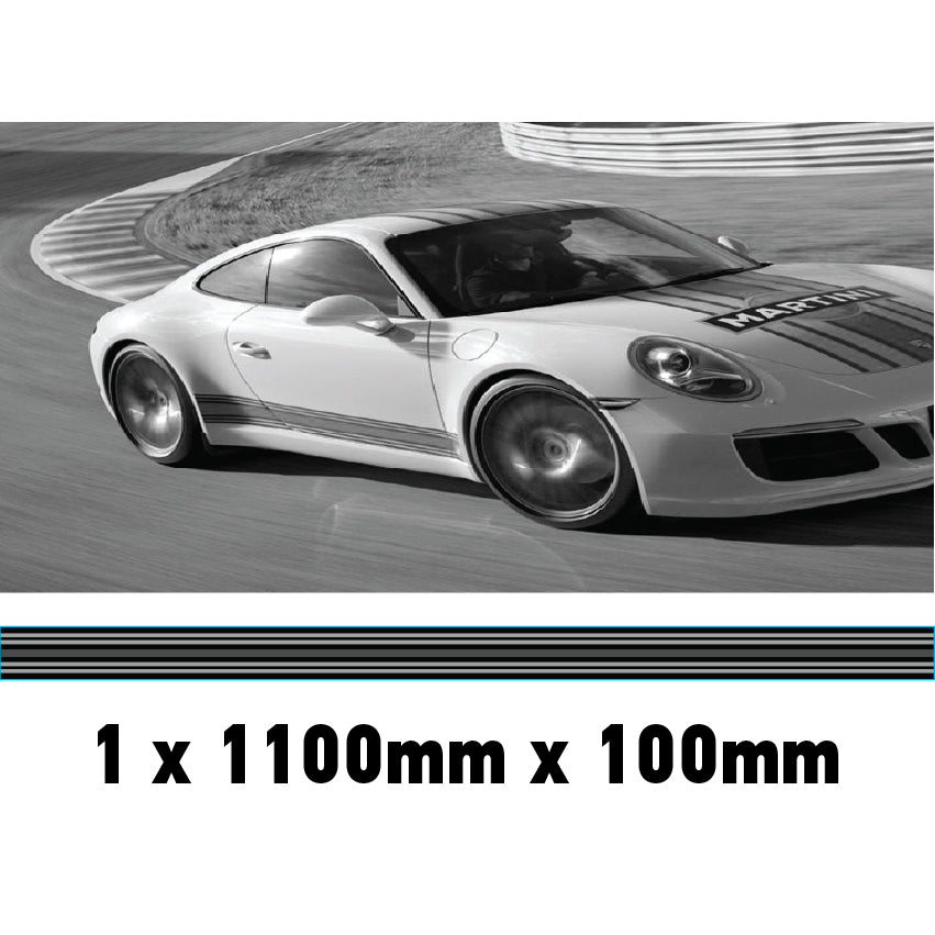 MC1.1/100x1 Martini Racing Monochrome 1100mm x 100mm Bonnet stripe for Porsche