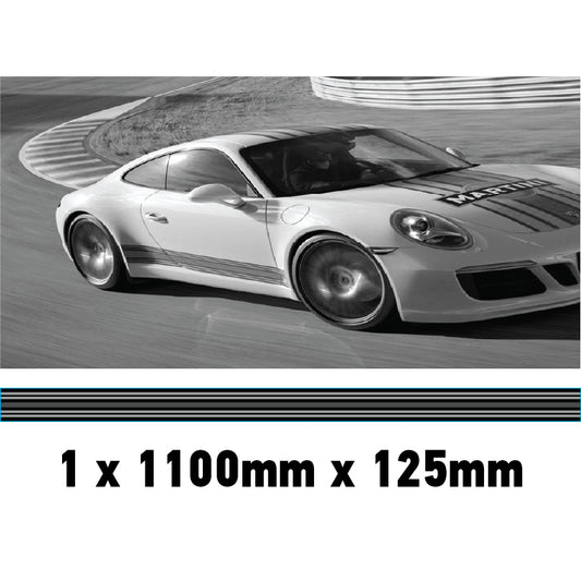 MC1.1/125x1 Martini Racing Monochrome 1100mm x 125mm Bonnet stripe for Porsche