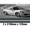 MC2.1/125x2 Martini Racing Monochrome 2x2100mm x 125mm stripes for Porsche