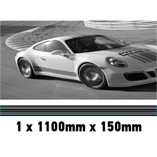 MC1.1/150x1 Martini Racing Monochrome 1100mm x 150mm Bonnet stripe for Porsche