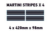 MC02 4 x 420mm x 98mm Martini Racing stripe Monochrome for Porsche