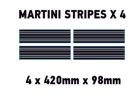 MC02 4 x 420mm x 98mm Martini Racing stripe Monochrome for Porsche