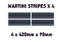MC02 4 x 420mm x 98mm Martini Racing stripe Monochrome for Porsche