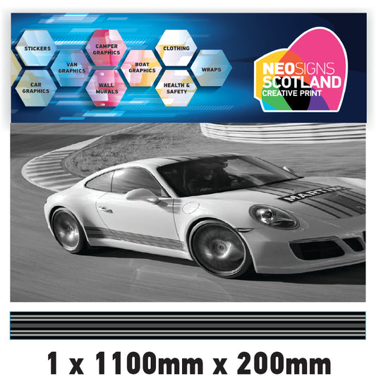 MC1.1/200x1 Martini Racing Monochrome 1100mm x 200mm Bonnet stripe for Porsche