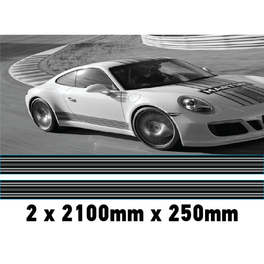 MC2.1/250x2 Martini Racing Monochrome 2x2100mm x 250mm stripes for Porsche