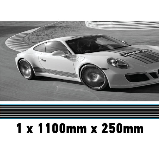 MC1.1/250x1 Martini Racing Monochrome 1100mm x 250mm Bonnet stripe for Porsche