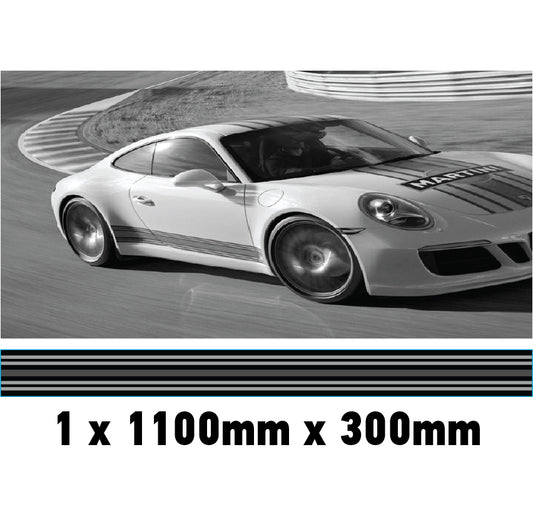 MC1.1/300x1 Martini Racing Monochrome 1100mm x 300mm Bonnet stripe for Porsche