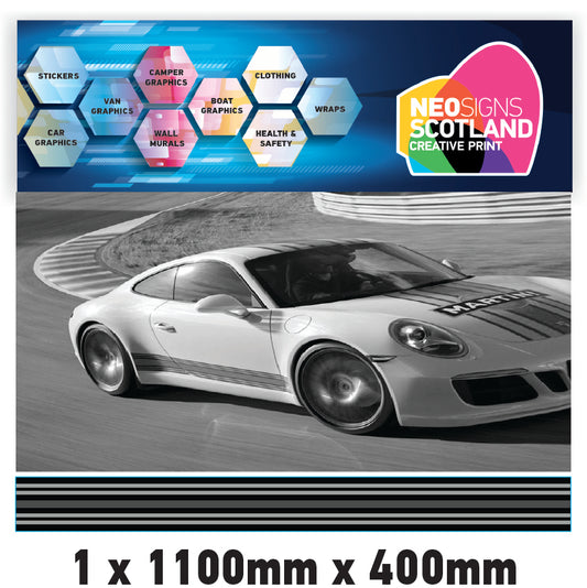 MC1.1/400x1 Martini Racing Monochrome 1100mm x 400mm Bonnet stripe for Porsche