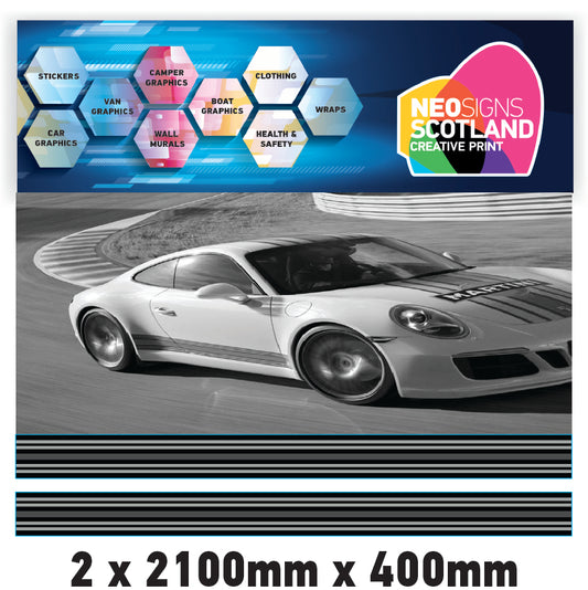 MC2.1/400x2 Martini Racing Monochrome 2x2100mm x 400mm stripes for Porsche