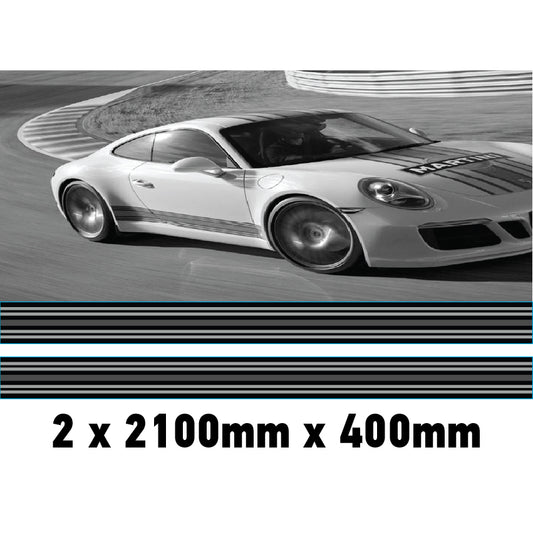 MC2.1/400x2 Martini Racing Monochrome 2x2100mm x 400mm stripes for Porsche