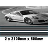 MC2.1/500x2 Martini Racing Monochrome 2x2100mm x 500mm stripes for Porsche