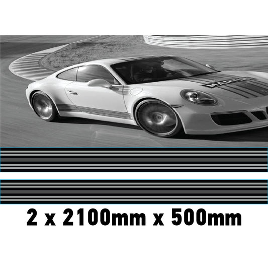 MC2.1/500x2 Martini Racing Monochrome 2x2100mm x 500mm stripes for Porsche