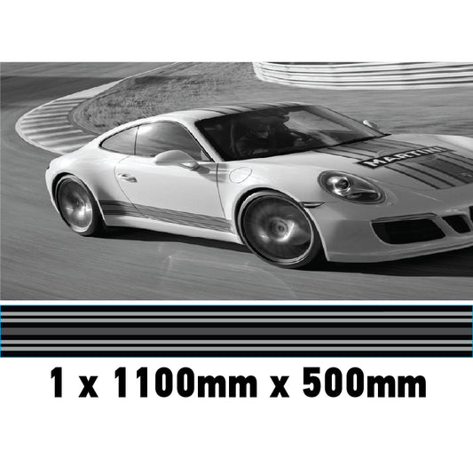 MC1.1/500x1 Martini Racing Monochrome 1100mm x 500mm Bonnet stripe for Porsche