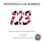 MFN04 3 x UK Pink Flag Race Number Vinyl Stickers Motorbike Motorcross Quad