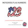 MFN09 3 x USA Flag Race Number Vinyl Stickers Motorbike Motorcross Quad