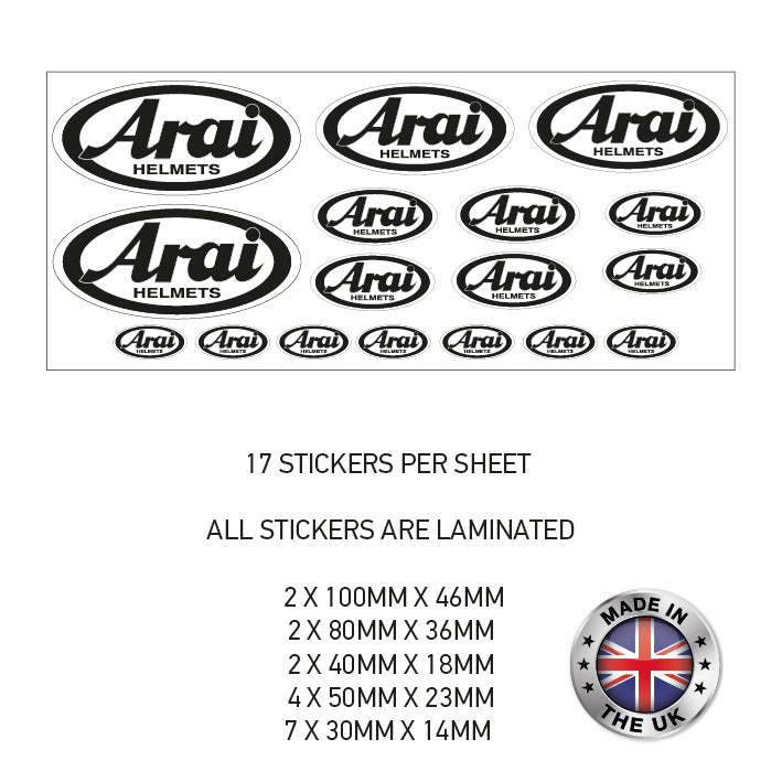 MHS04 Arai Motorcycle Helmet Sticker Graphic Decal Laminated Motorbike Bike