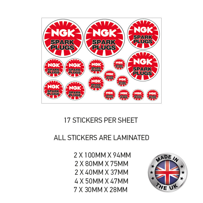 MHS12 NGK Spark Plugs Motorcycle Helmet Sticker Graphic Decal Laminated Motorbike Bike
