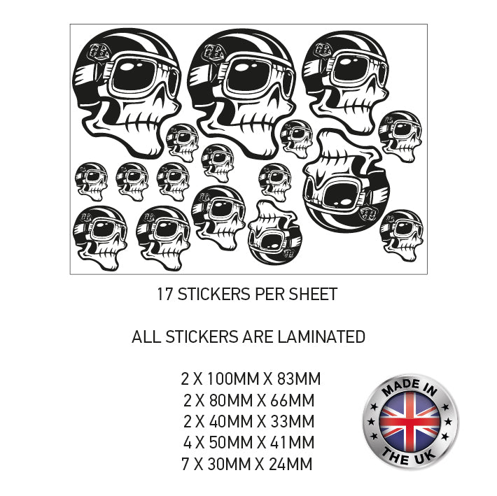 MHS11- MHS20 Motorcycle Helmet Kit 11 Sticker Graphic Decal Laminated Motorbike Bike Various Designs Available