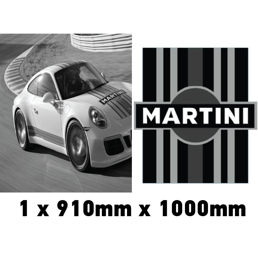 Martini Racing Style Bonnet Stripe For Porsche 5 Sizes 3 Colours