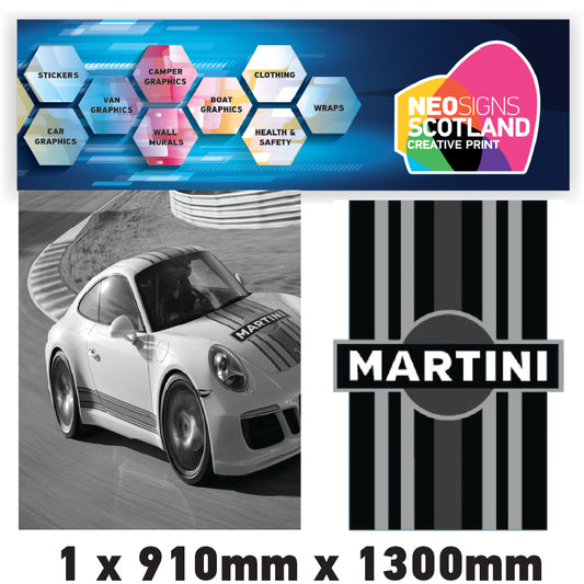 MONORBS02 Martini Racing Style Mono Bonnet Stripe For Porsche