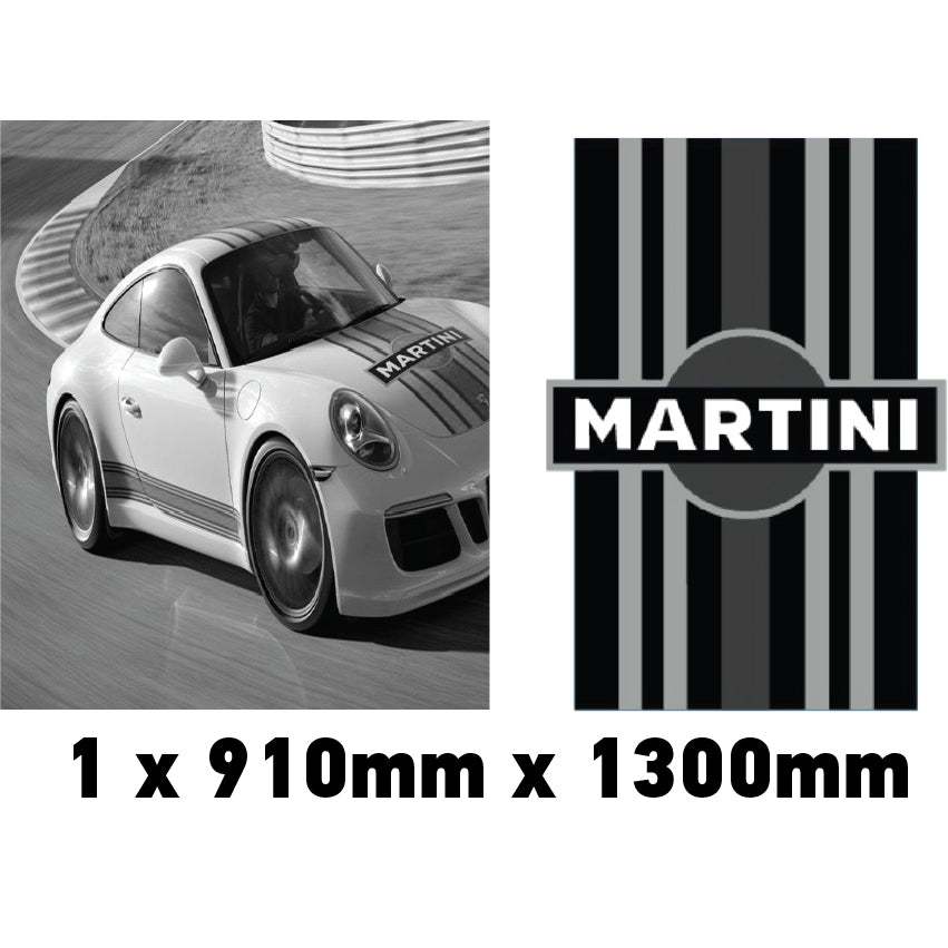 Martini Racing Style Bonnet Stripe For Porsche 5 Sizes 3 Colours