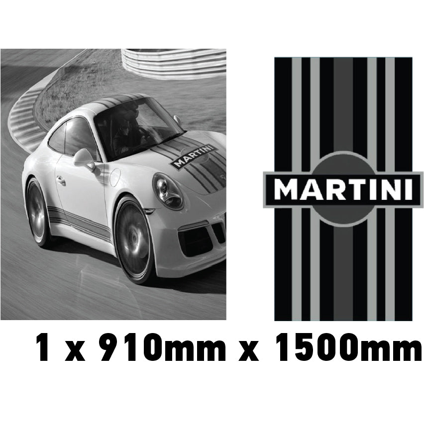 Martini Racing Style Bonnet Stripe For Porsche 5 Sizes 3 Colours