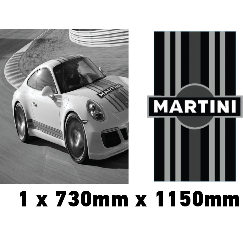 Martini Racing Style Bonnet Stripe For Porsche 5 Sizes 3 Colours