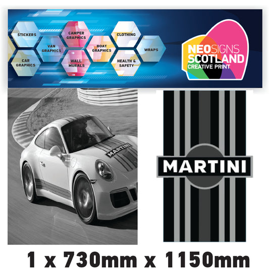 MONORBS04 Martini Racing Style Mono Bonnet Stripe For Porsche