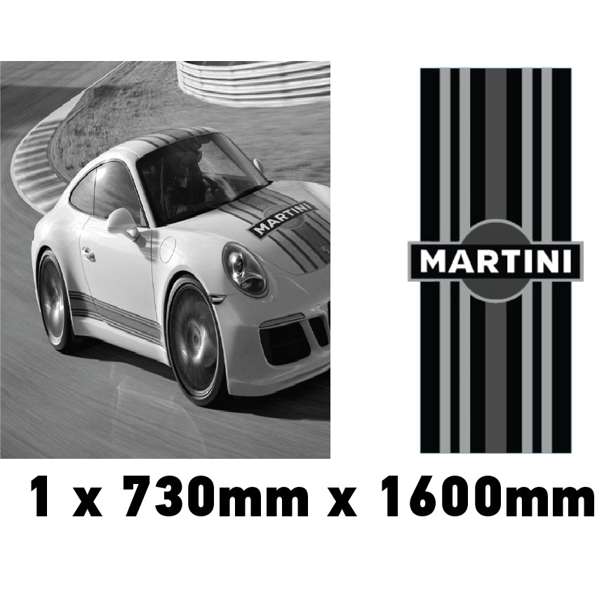 Martini Racing Style Bonnet Stripe For Porsche 5 Sizes 3 Colours